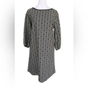 🔵 CIEL USA large black and white geometric 3/4 sleeve dress